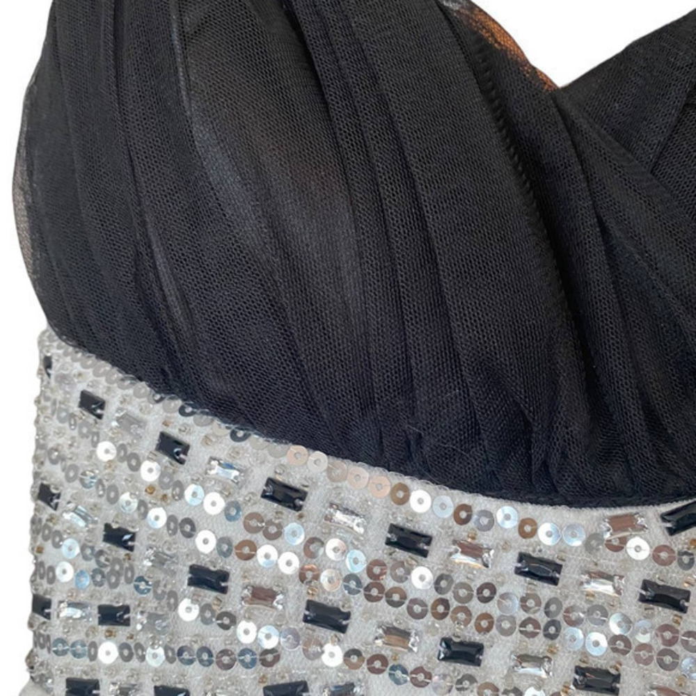 B. Darling White‎ Black Sequin Sweet Heart Cocktail Special Occasion Dress 3/4 - Picture 4 of 10